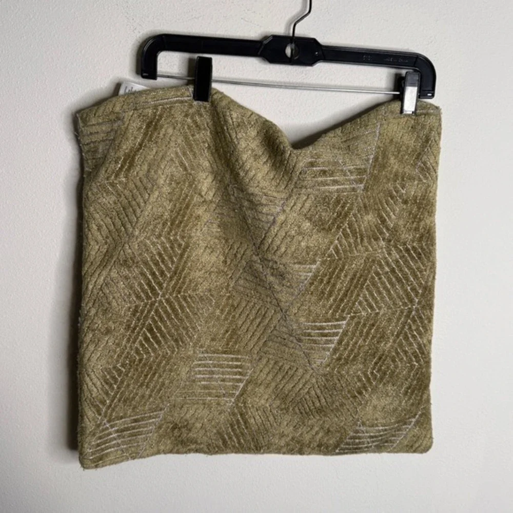 West Elm Olive Green 20x20 Textured Geometric Pillow Cover Chic Cozy Decor